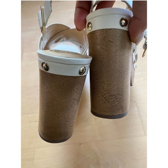 VINCE Camuto "Jenevy" ivory block heel slingback Women 9.5 NEW sandal platform - Picture 4 of 4